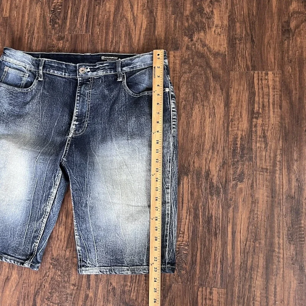 South Pole Denim Shorts‎ Men's 38 Slim Faded White Patch Stitching Y2K Grunge